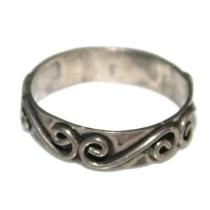 925 Vintage Estate Sterling Silver Ring Pinkie Pinky Unisex Band US Size 7